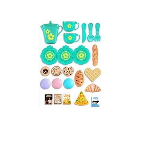 Набір продуктів 99025 (72/2) 24 елементи, 2 чашки, 3 блюдця, чайничок, ніж, ложка, вилка, смаколики, коробочки з напоями, У ПАКЕТІ