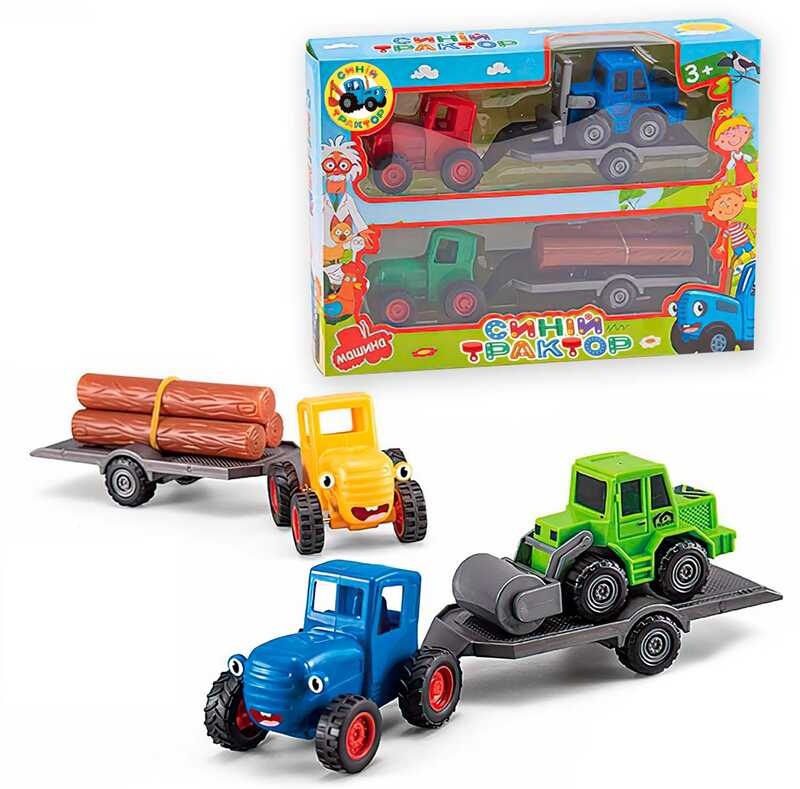 Трактор 2 шт 145326 , причеп 2 шт , герої  "Синій трактор" , інерція, в коробці