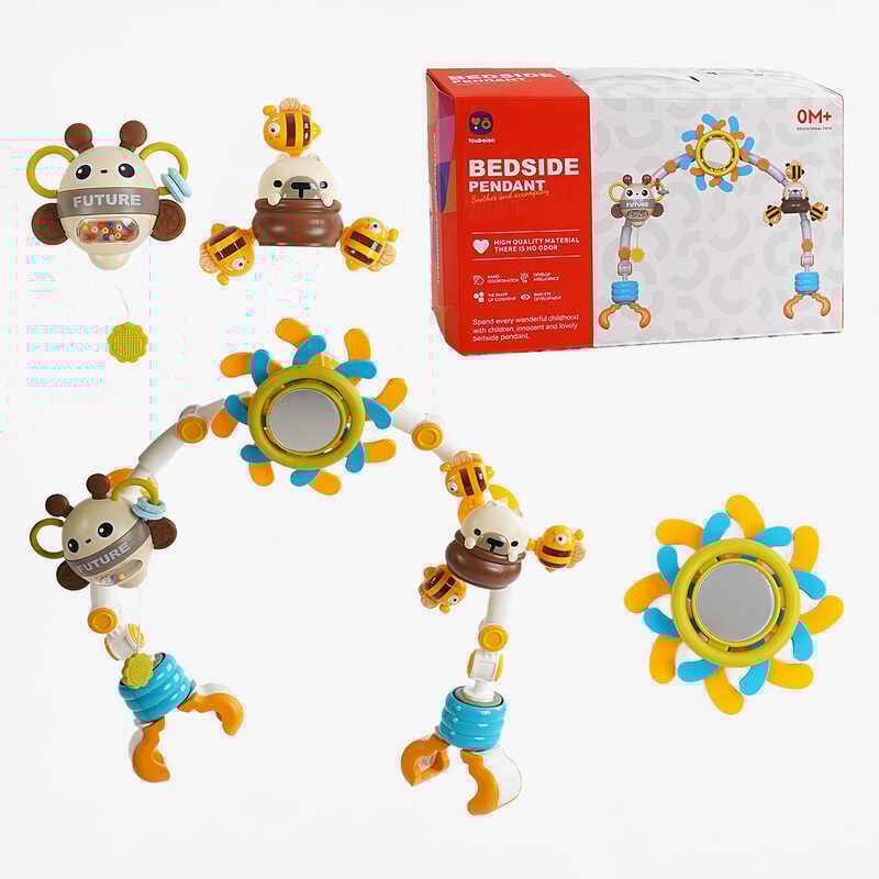 Брязкальце-дуга RT 772 (24) “Комашки”, 2 забавки, безпечне люстерко, в коробці