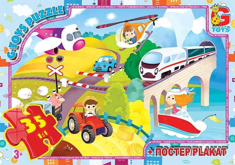 гр Пазли 35 ел. "G Toys" Вчимося з задоволенням: Види траспорту" GF 06 (62)