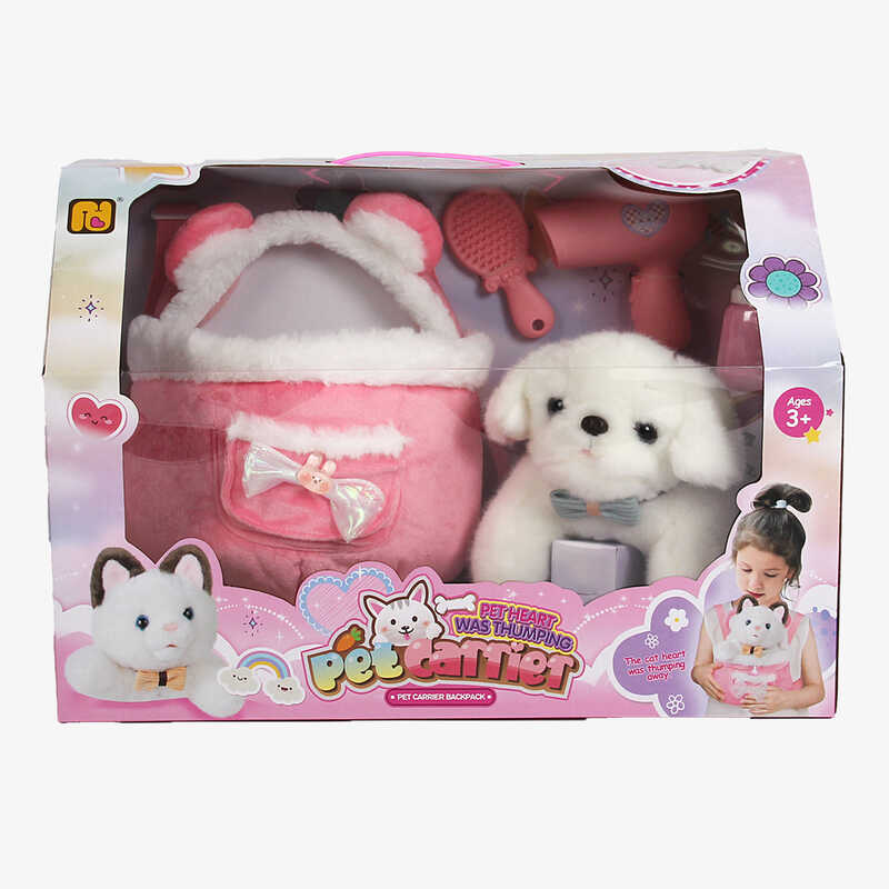 Собачка з аксесуарами 933-142 E (8/2) звук серцебиття, сумка-переноска, пляшечка, фен, щітка, в коробці