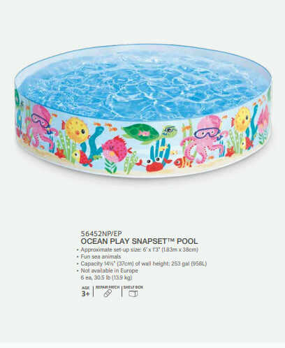 Intex Басейн 56452 NP "Океан" (6) розміром 183x38 см, об'єм: 958л при 80 наповненні, від 3-х років