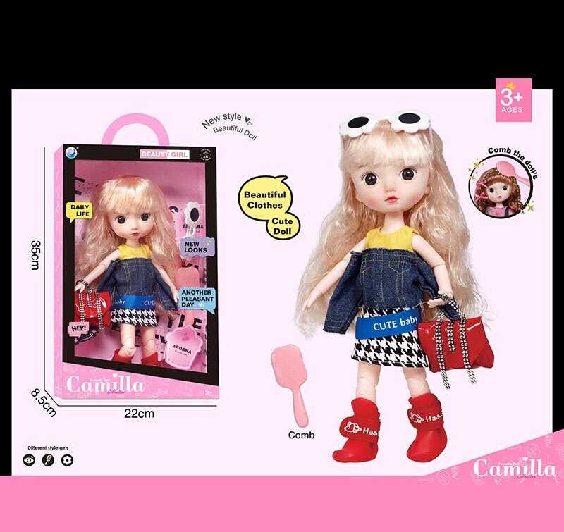 Лялька A 923 F (24/2) висота: 30 см, шарнірні суглоби, імітація скляних очей, аксесуари, гребінець, в коробці