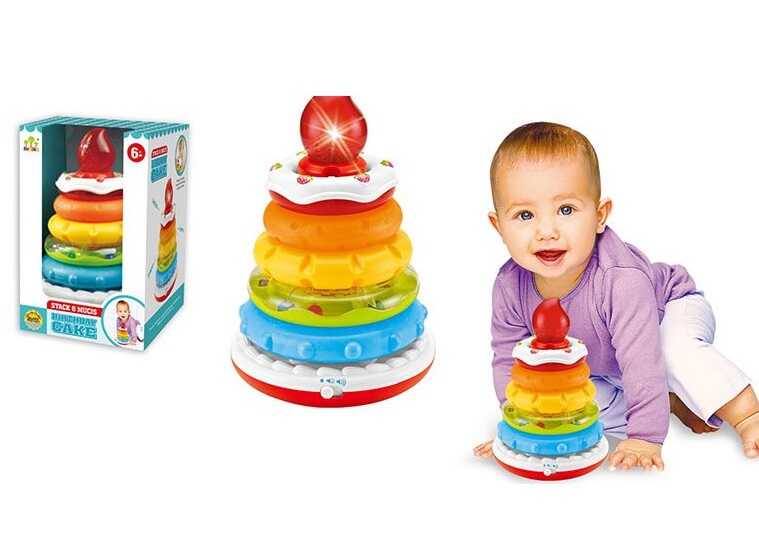 Пірамідка музична SL 83018 (24/2) після англійською мовою, оплески, підсвічування, кільця, брязкальце, в коробці