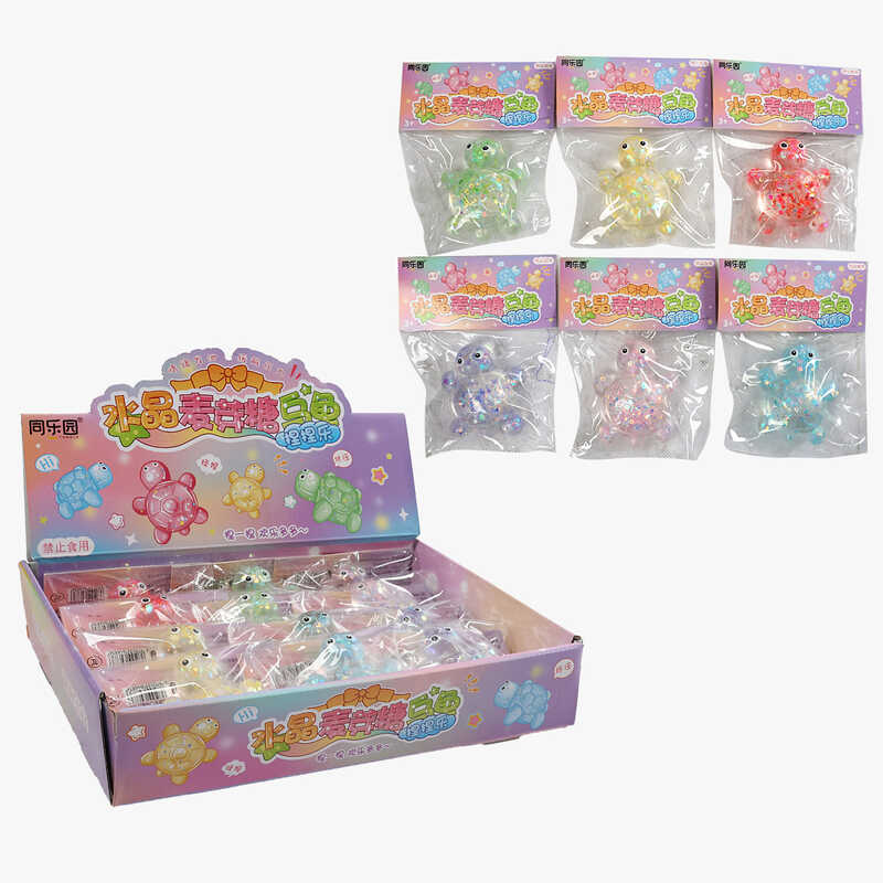 Гра антистрес C 70992 (16) ЦІНА ЗА 12 ШТУК В БЛОЦІ, "Черепашка", гелеве наповнення з блискітками, розмір фігурки 7х7х3см, в коробці