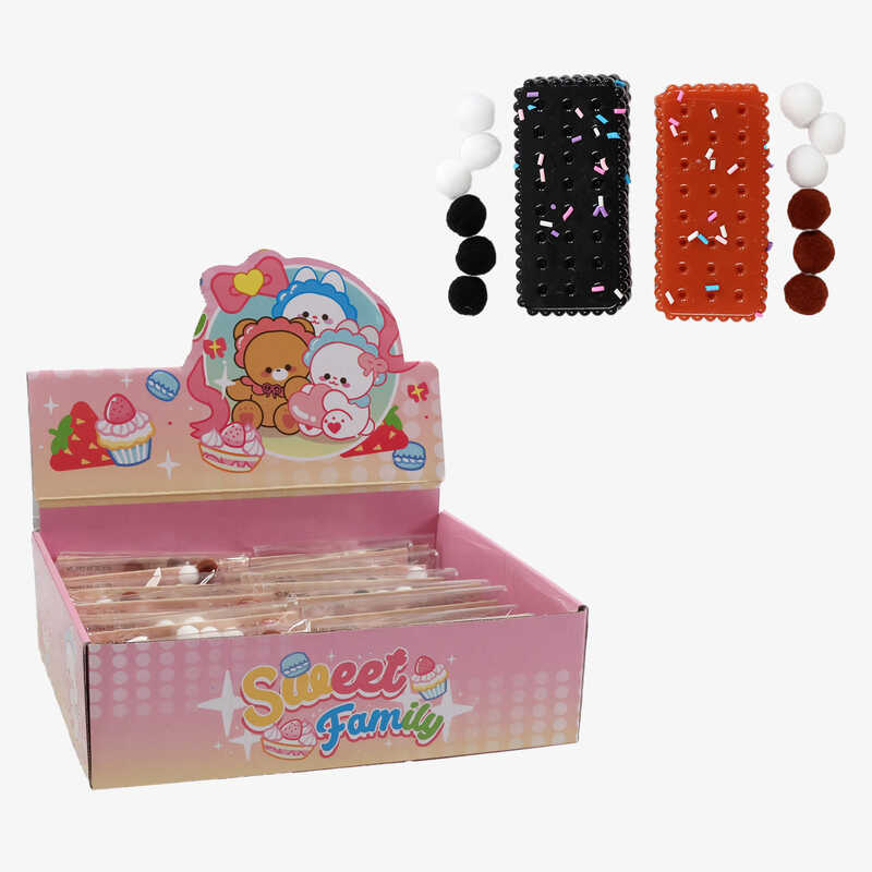 Гра антистрес C 72525 (24) ЦІНА ЗА 16 ШТУК В БЛОЦІ, "Печиво з начинкою", посипка, розмір 7.5х2х3.5 см, м'які кульки, в коробці