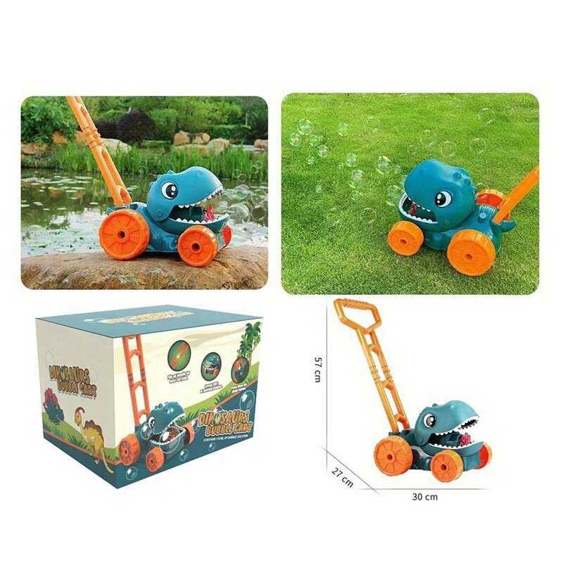 Каталка MJ 349 (12) "Динозавр", мильна установка, пляшечка з розчином, в коробці