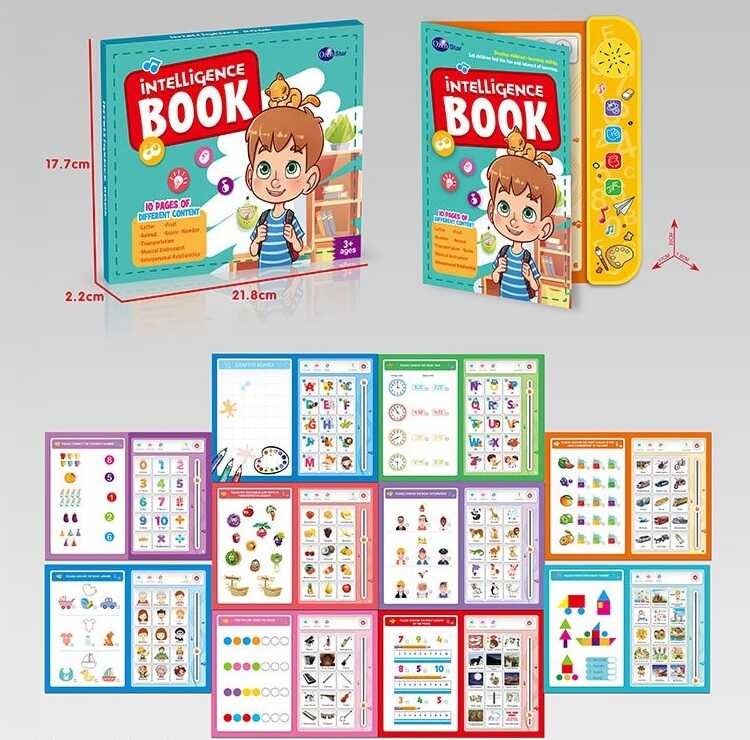 Інтерактивна книга 3112 (96/2) 10 сторінок, на батарейках, маркер, іспит, англійські слова, озвучування англійською мовою, регулювання гучності, пісні, інструменти, транспорт, тварини, фрукти, абетка, в коробці