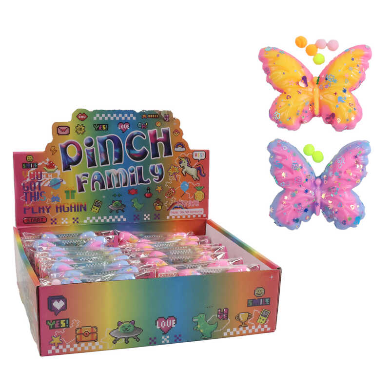 Гра антистрес C 71354 (24) ЦІНА ЗА 16 ШТУК В БЛОЦІ, “Метелик”, розмір - 9х8 см,  текстильні кульки, паєтки, в коробці