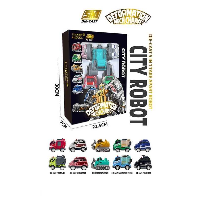 Трансформер A 6006-01 / 05 (48/2) 5 машинок, металопластиковий корпус, інерція, гумові шини, в коробці