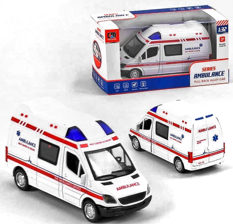 Машинка - метал «Ambulance» CLM - 61 K  світло, звук, в коробці,