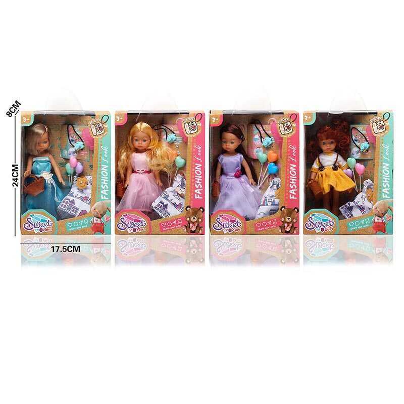 Лялька LK 2505 (96/2) 4 види, 20 см, гумова, імітація скляних очей, взуття, аксесуари, одяг, в коробці, ВИДАЄТЬСЯ ТІЛЬКИ МІКС ВИДІВ