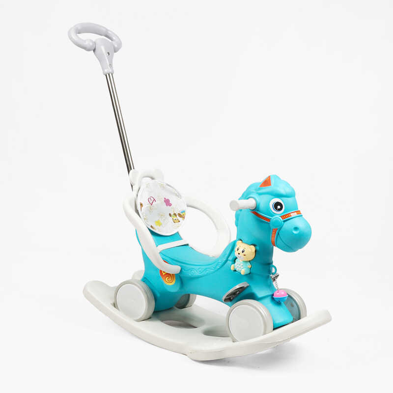 Гойдалка 2в1 F-32156 (8) каталка, батьківська ручка, музична іграшка, звук, підсвічування, пісні англійською, у пакеті