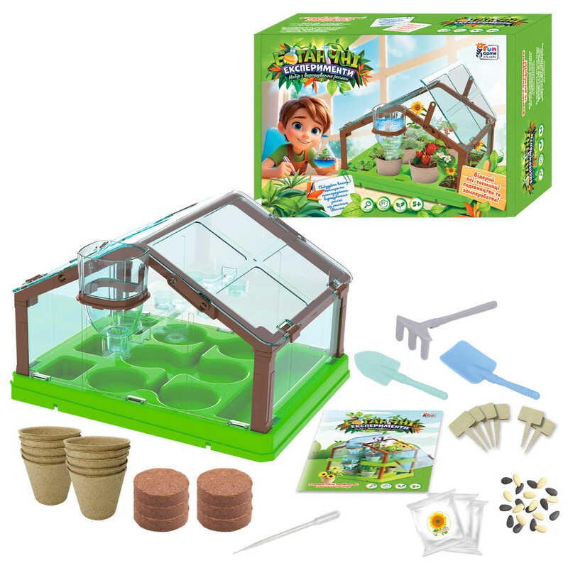 гр Ботанічні експерименти 78522 (12/2) "4FUN Game Club", ґрунт, теплиця, насіння, інструменти, в коробці