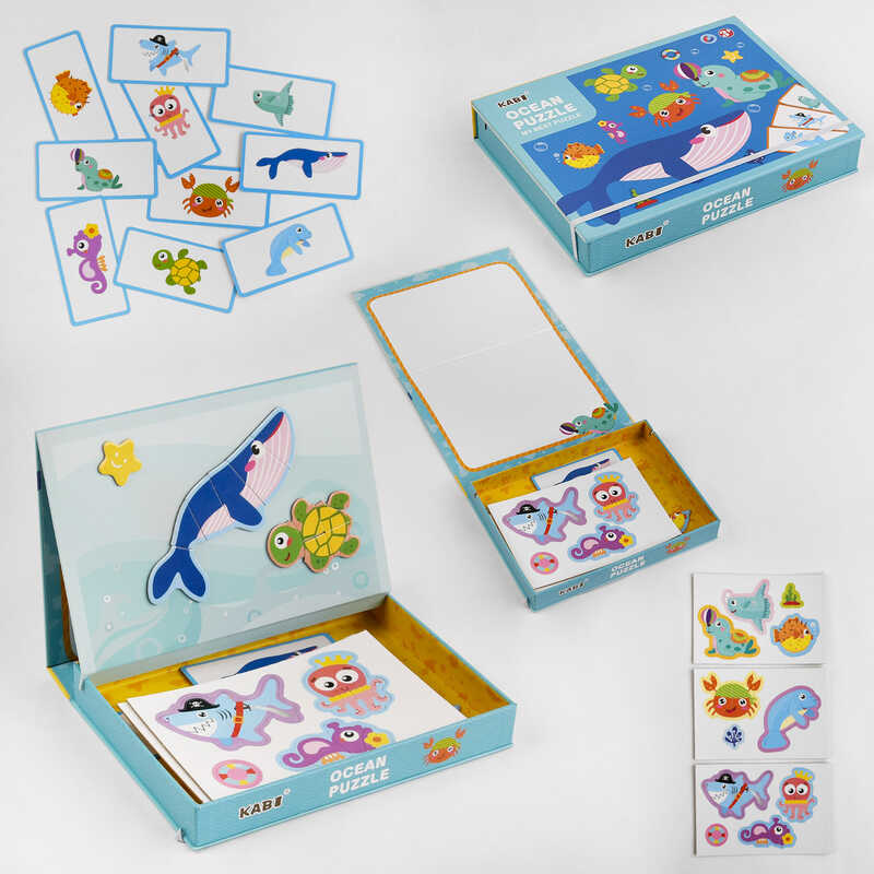 Магнітні пазли С 47879 (24) “Морські жителі”, 10 навчальних карток, в коробці