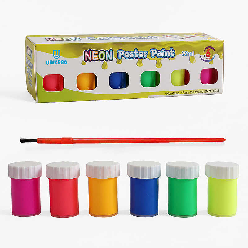 Гуаш C 72045 (144) 6 кольорів, неонові фарби, в коробці