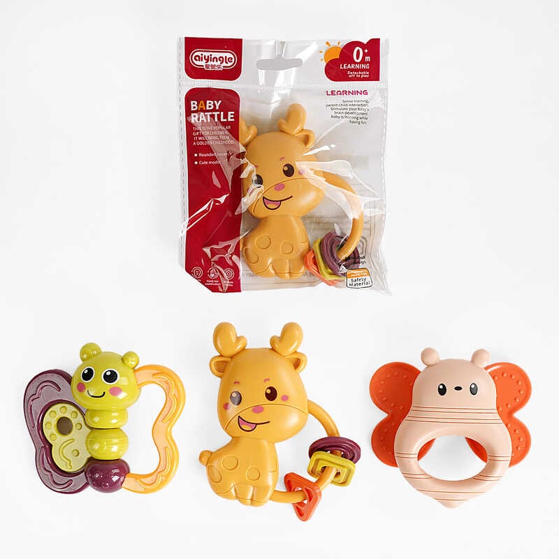 Брязкальце 668-61 A (720/3) 3 види, тваринка, в пакеті, ВИДАЄТЬСЯ ТІЛЬКИ МІКС ВИДІВ