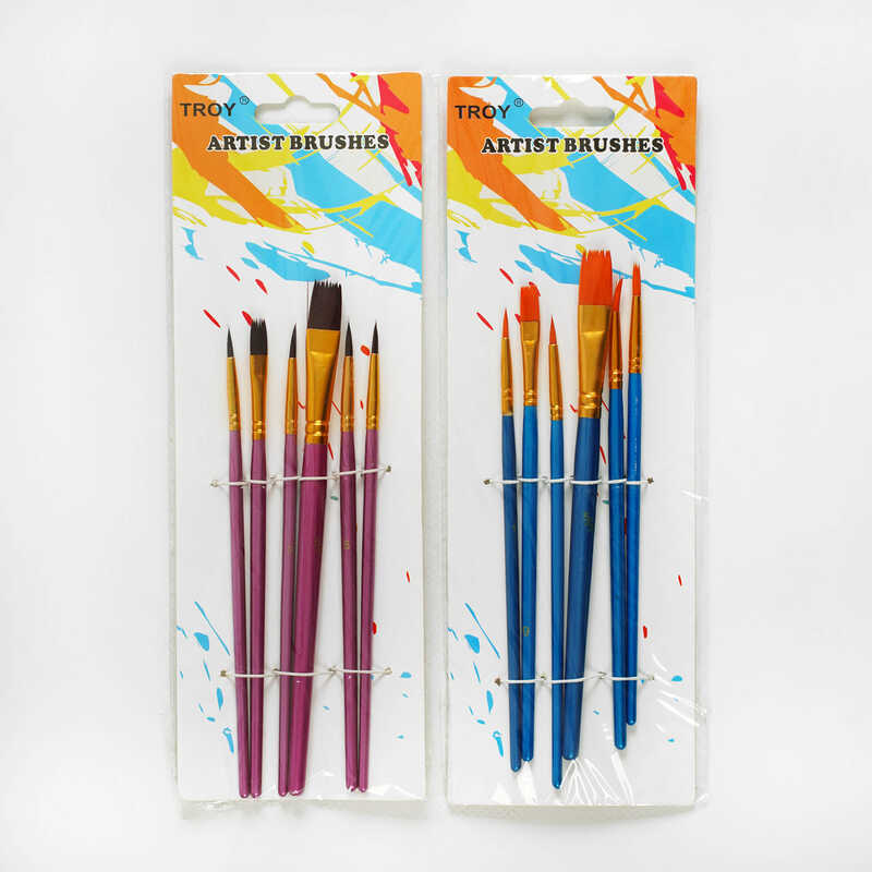 Набір пензлів C 60804 (480) 2 види, 6 штук, на листі