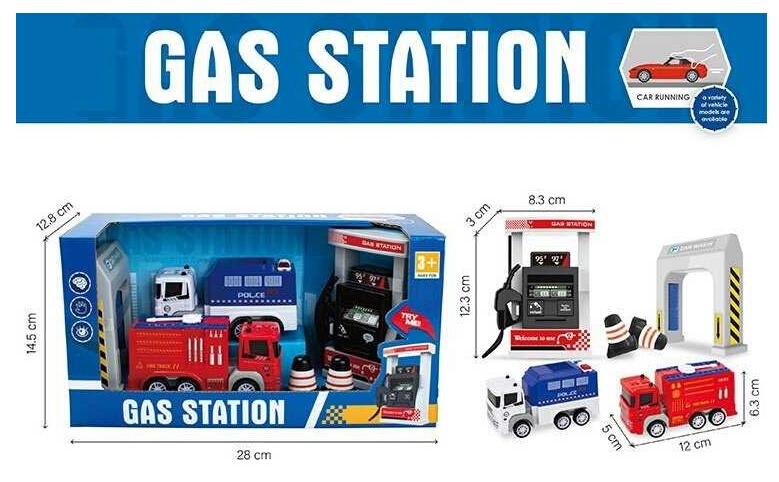 Заправна станція 890-33 A , звук, 2 спецмашини , інерція, гумові шини, в коробці