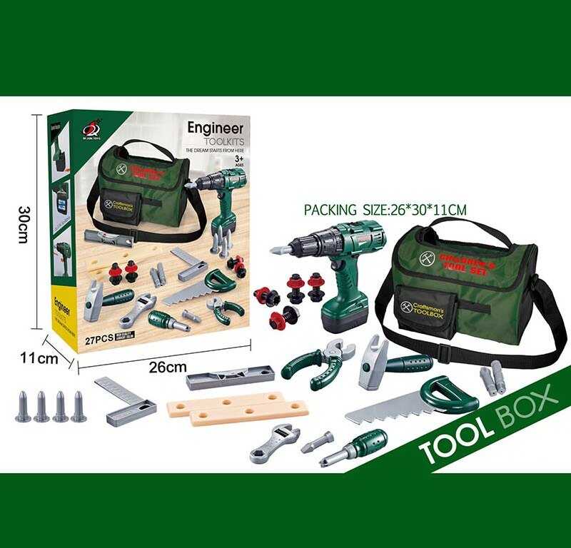 Набір інструментів G 237 (20/2) 27 елементів, шурупокрут на батарейках, сумка для інструментів, тренувальні бруски, в коробці