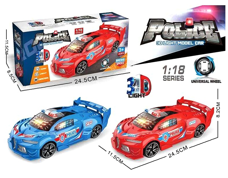 Машинка 12-3 , 2 види, звуки та мелодії, 3D-підсвічування, колеса вільного ходу, в коробці