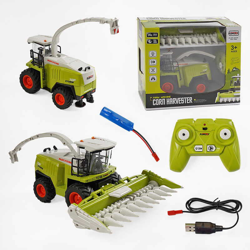 Комбайн на радіокеруванні 6611 A (16) звук, підсвічування, акумулятор 3.7V, пульт 2.4GHz, USB-кабель, гумові колеса, масштаб 1:24, в коробці