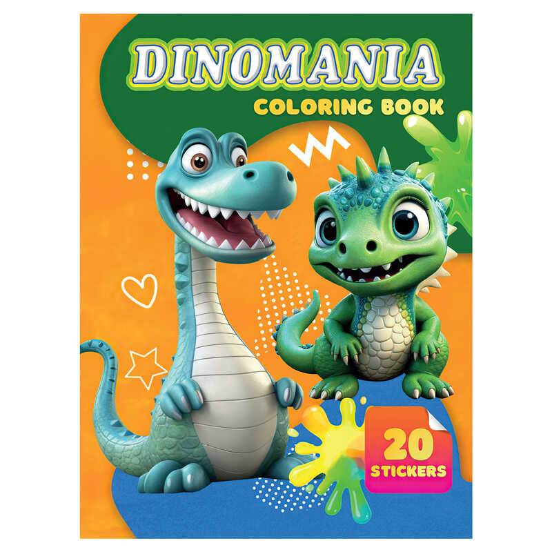 гр Розмальовка 20 наліпок А4: Dinomania 9789655323153 (50) "Jumbi"