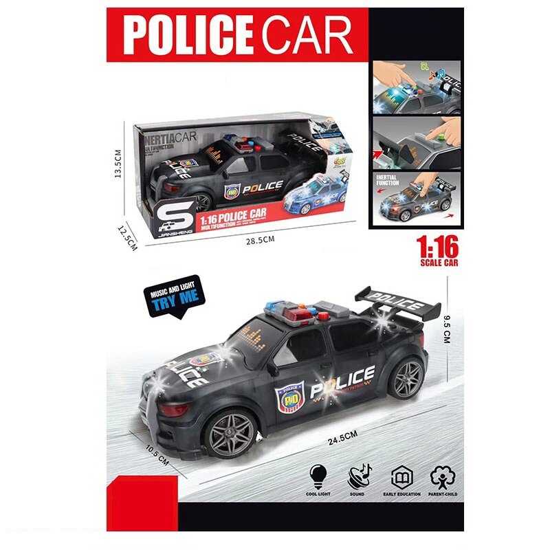 Машина JS 124 I (48) "Поліція", масштаб - 1:16, інерція, підсвічування, звук, рухомі елементи, в коробці