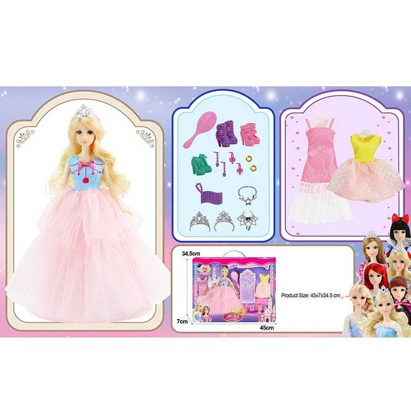 Лялька з аксесуарами 91062-5 (24/2) висота 30 см, діадеми, сережки, намиста, сумочка, гребінець, сукні, туфлі, в коробці