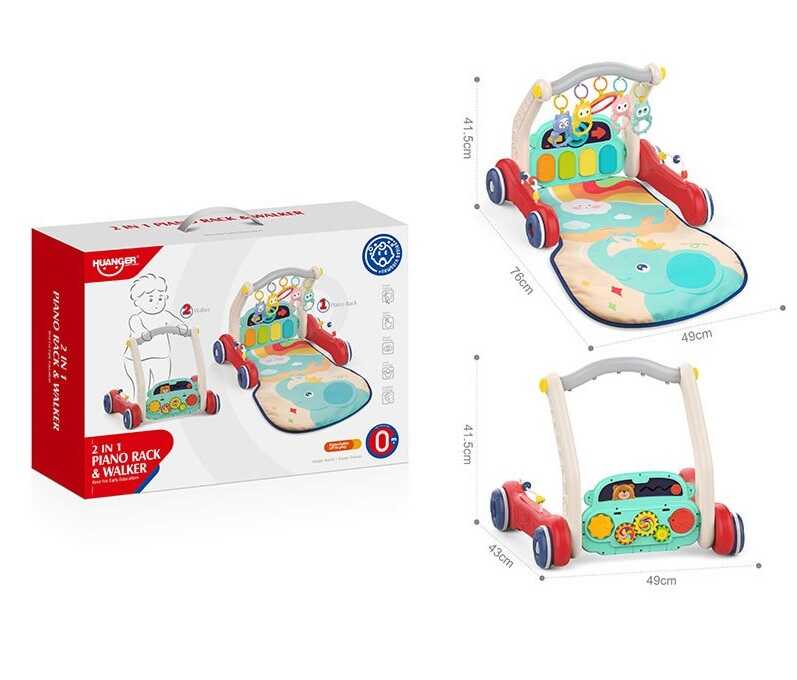 Ходунки-килимок 2 в 1 НЕ 0640 (6)  підсвічування, піаніно, мелодії, брязкальця, в коробці