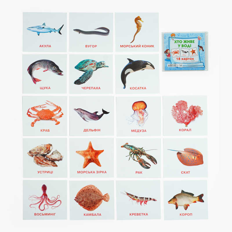 гр Картки міні (18 карток) "Хто у воді живе" 9789669754868 (40) "Jumbi"