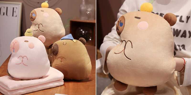 М`яка іграшка M 18207 (50) “Капібара”, 30 см, плед: 140х80 см, муфта