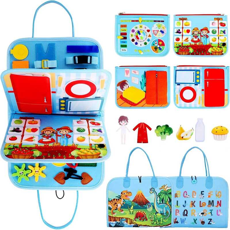 Логічна папка C 73102 (40) фетрова, елементи на липучках, застібки, годинник, дні тижня, продукти, овочі, фрукти, в пакеті