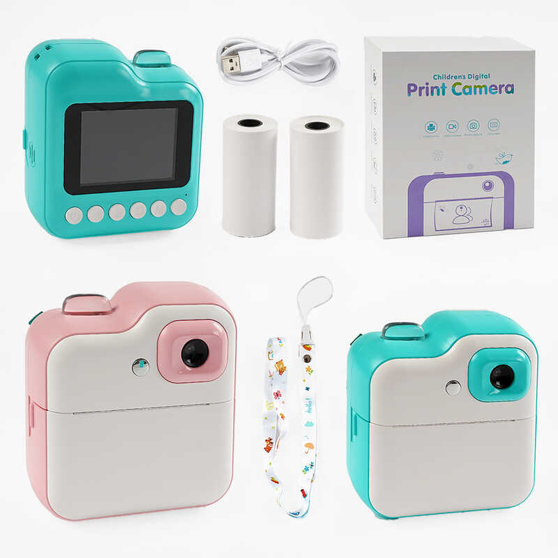 Фотоапарат-принтер C 66626 (40) 2 кольори, чб друк, Bluetooth, USB-кабель, 3 рулони термопаперу, звук, фото, відео, ігри, SD роз’єм, в коробці