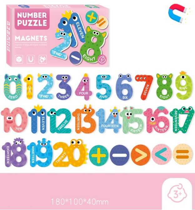 Набір магнітів C 73797 (96) "Цифри", назви чисел англійською, в коробці