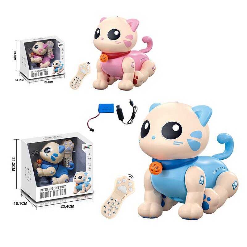 Кошеня на радіокеруванні K 31 Штрихкод=80466 (12) 2 кольори, акум. 3.7V, USB-кабель, підсвічування, звук, музика, реагує на оплески, виконує команди, сенсорні ділянки, програмування, в коробці