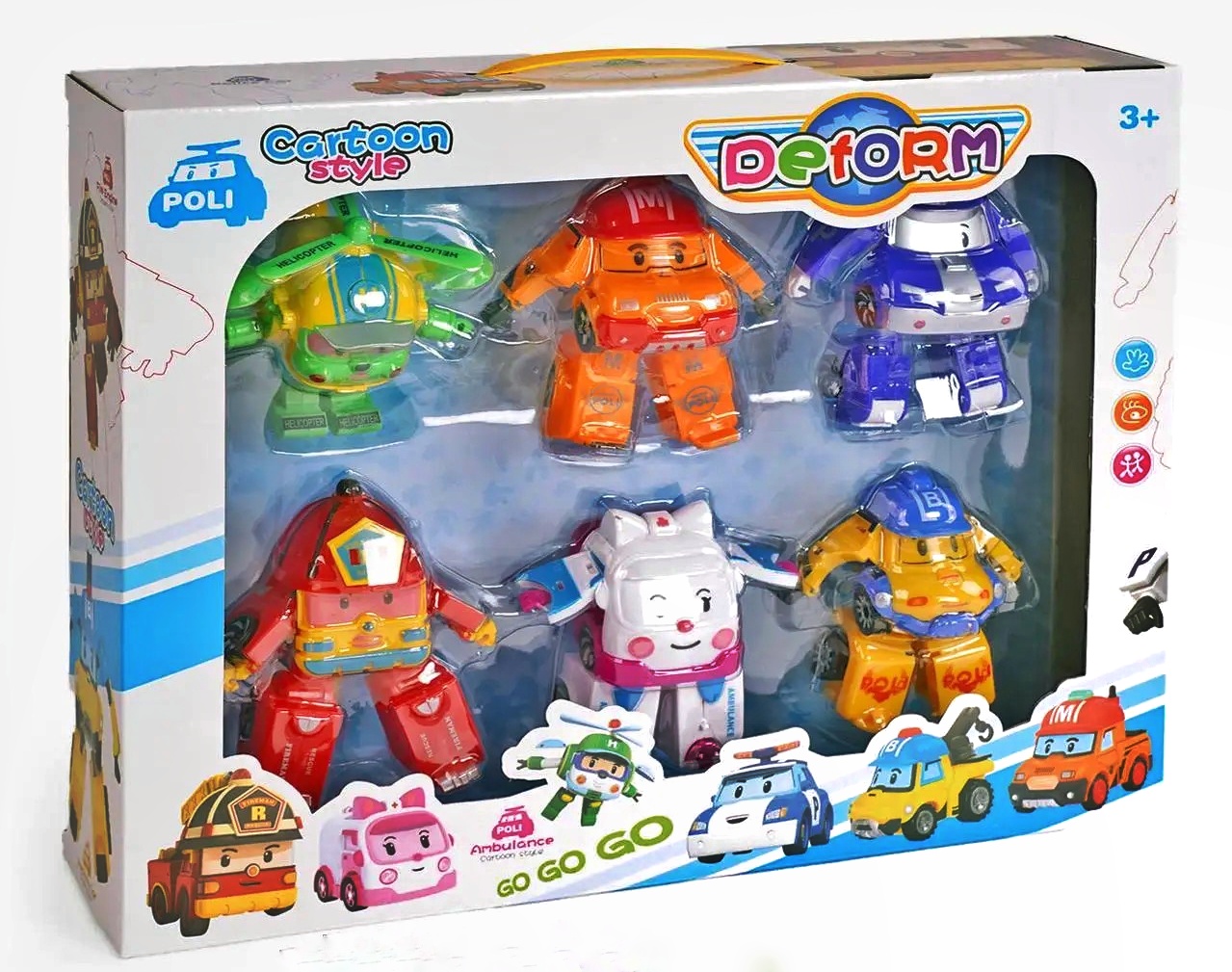 Трансформер  381 D , 6 шт , герої "Робокар Полі" , коробка