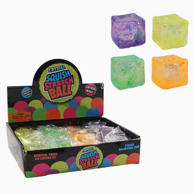 Гра антистрес C 68821 (24) ЦІНА ЗА 12 ШТУК В БЛОЦІ, "Кубик", розмір 5х5х5 см, гелеве наповнення, блискітки, в коробці