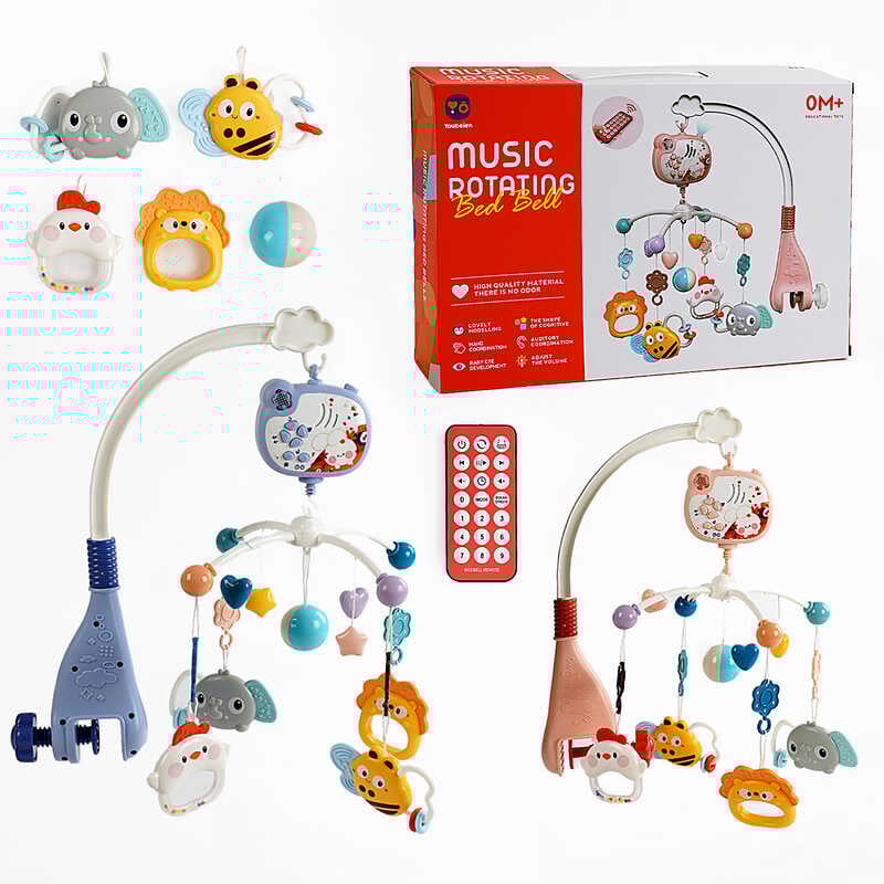 Музична карусель RT 668-15 (24) 2 види, на батарейках, звук, пульт д/к, проєктор, таймер, мелодії, звуки природи, брязкальце, ВИДАЄТЬСЯ МІКС, в коробці