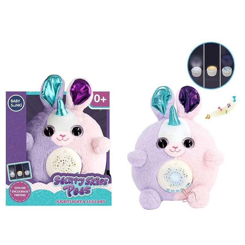 Нічник 1973-2 (24) “Кролик”, звуки, мелодії, серцебиття, підсвічування, проєктор, 3 змінні диски для проєктора, в коробці