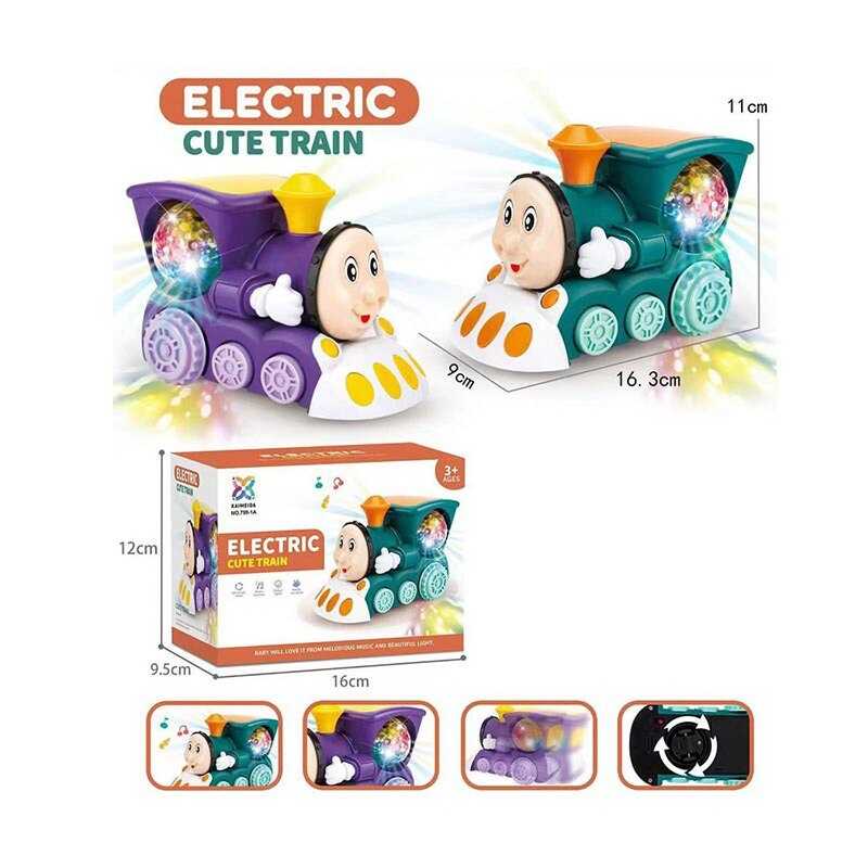 Потяг 799-1 A (96/2) 2 види, колесо вільного ходу, підсвічування, звуки, проєктор, на батарейках, в коробці