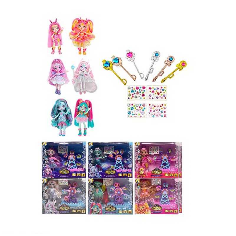 Лялька TK 2043 (96/2) 15 см, шарнірні суглоби, аксесуари, наліпки, парк розваг, в коробці, ВИДАЄТЬСЯ МІКС ВИДІВ