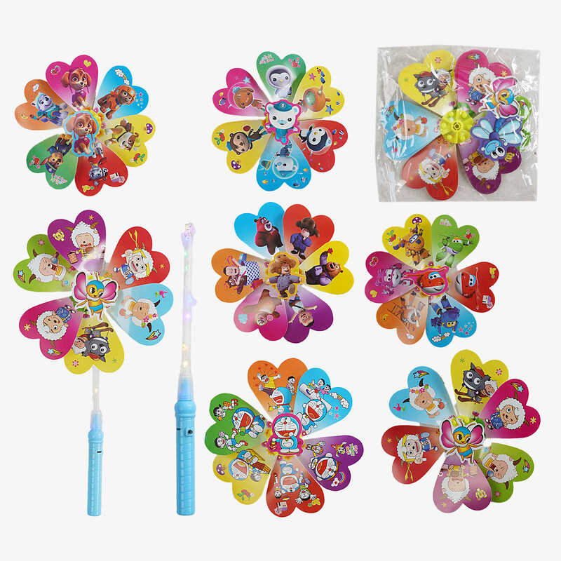 Вітрячок M 50482 (200) ЦІНА ЗА 2 ШТУКИ В УПАКОВЦІ, підсвічування, діаметр 22 см, в пакеті,  МІКС ВИДІВ