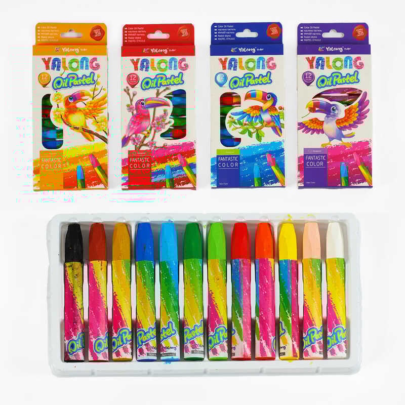 Олійні пастелі С 62113 (144) 4 види, 12 кольорів, в коробці, ВИДАЄТЬСЯ ТІЛЬКИ МІКС ВИДІВ