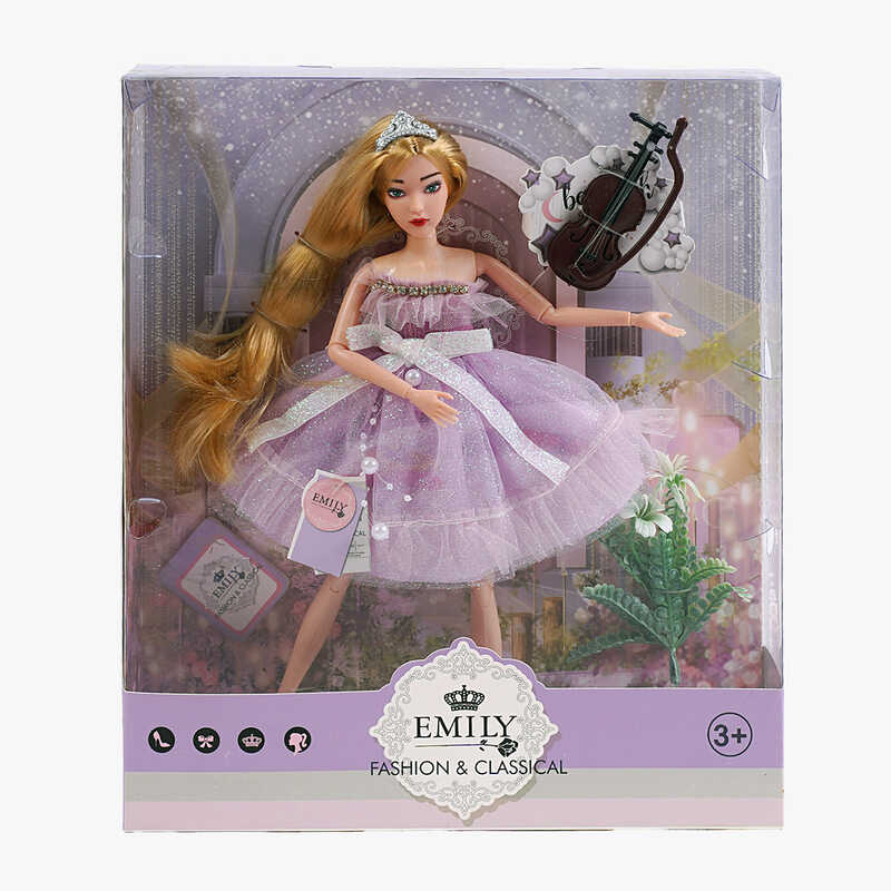Лялька QJ 118 (48/2) діадема, скрипка, квітка, висота 30 см, в коробці
