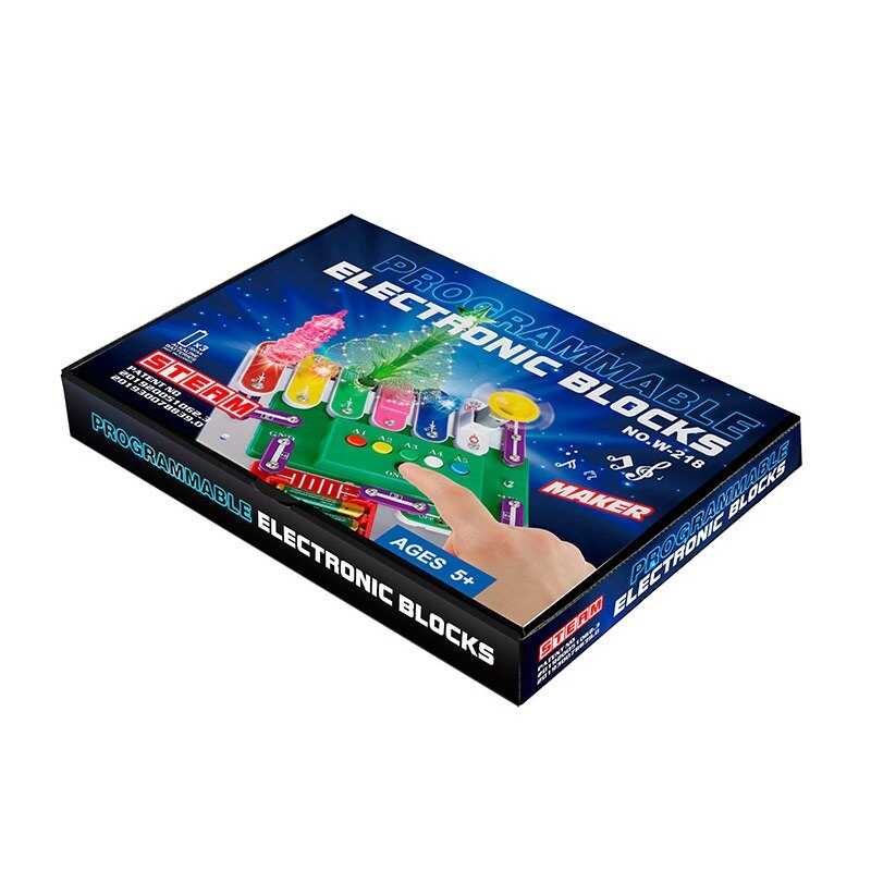 Конструктор електронний W 218 (20) ялинка, підсвічування різними кольорами, звукові ефекти, в коробці