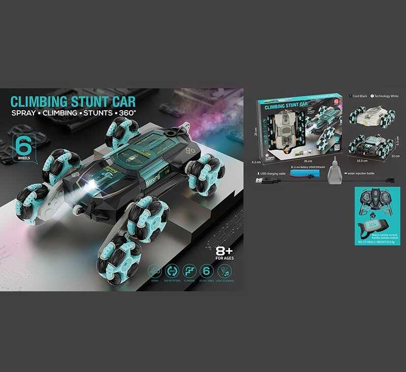 Машина на радіокеруванні CV-D 600-2 (24) музика, перевертиш, підсвічування, пульт 2.4G + сенсорний браслет, акум. 3.7V, режим демонстрації, піпетка, викрутка, USB-кабель, парогенерація, в коробці