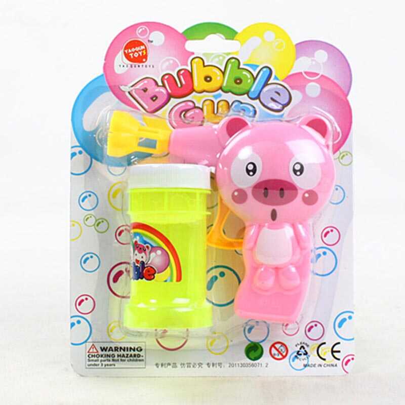 Пістолет з мильними бульбашками 632 D (252/2) “Поросятко”, механічний принцип роботи, мильний розчин, на листі