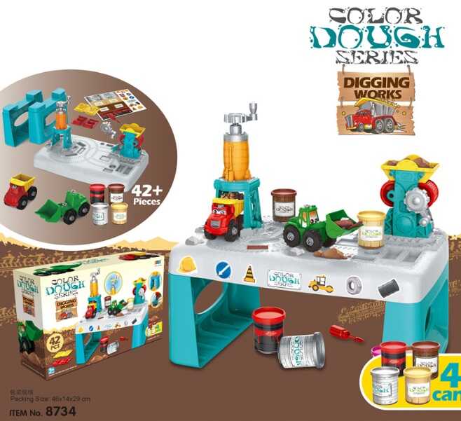 Тісто для ліплення 8734 (12) 42 деталі, 4 баночки тіста, столик, аксесуари, в коробці