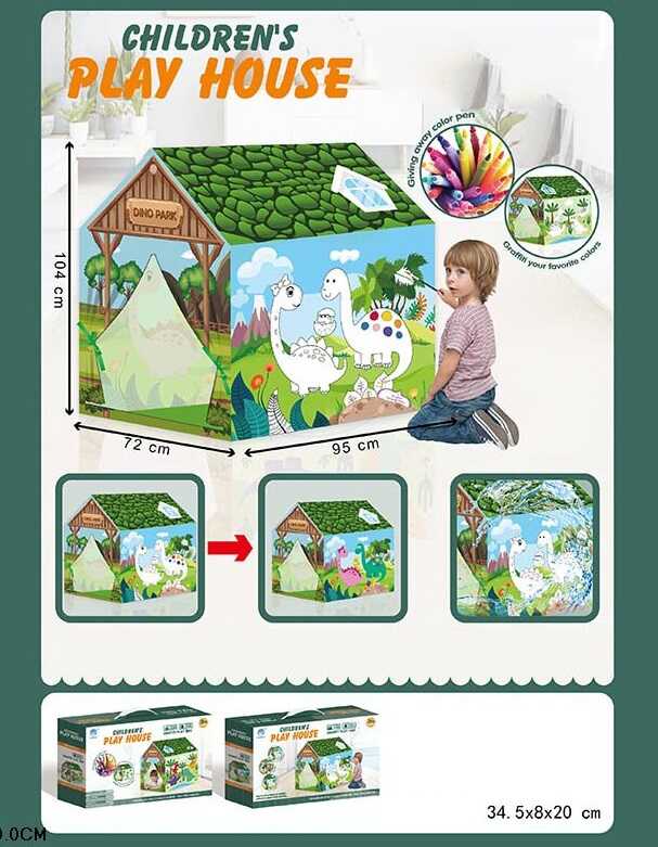 Намет 1888-7 (18) “Дино парк”, розмальовка, 12 фломастерів, 95х70х104 см, в коробці